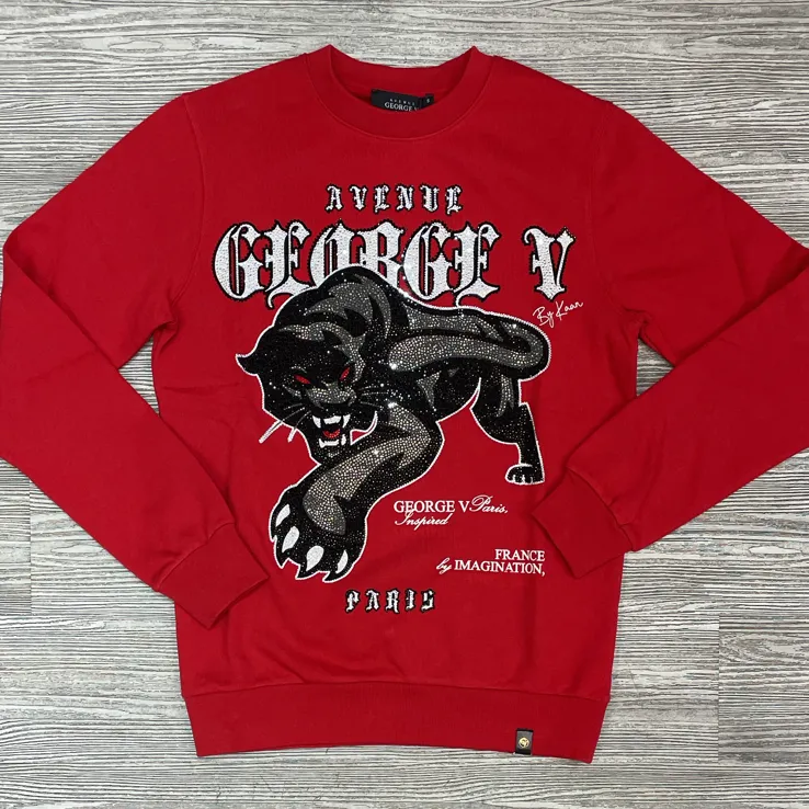 George V- studded panther sweatshirt (red)