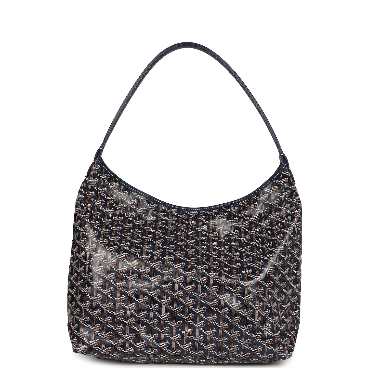 Goyard Goyardine Navy Boheme Hobo Bag Palladium Hardware