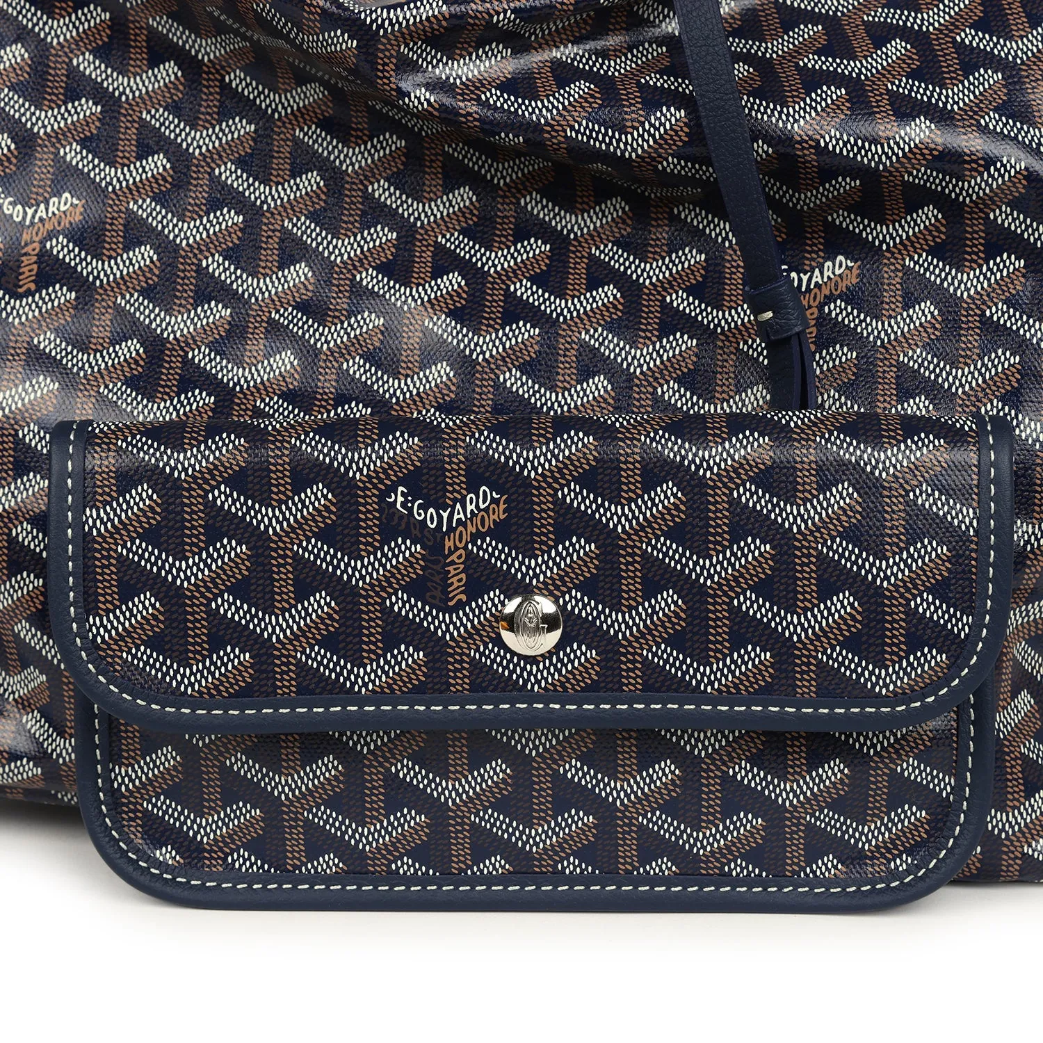 Goyard Goyardine Navy Boheme Hobo Bag Palladium Hardware