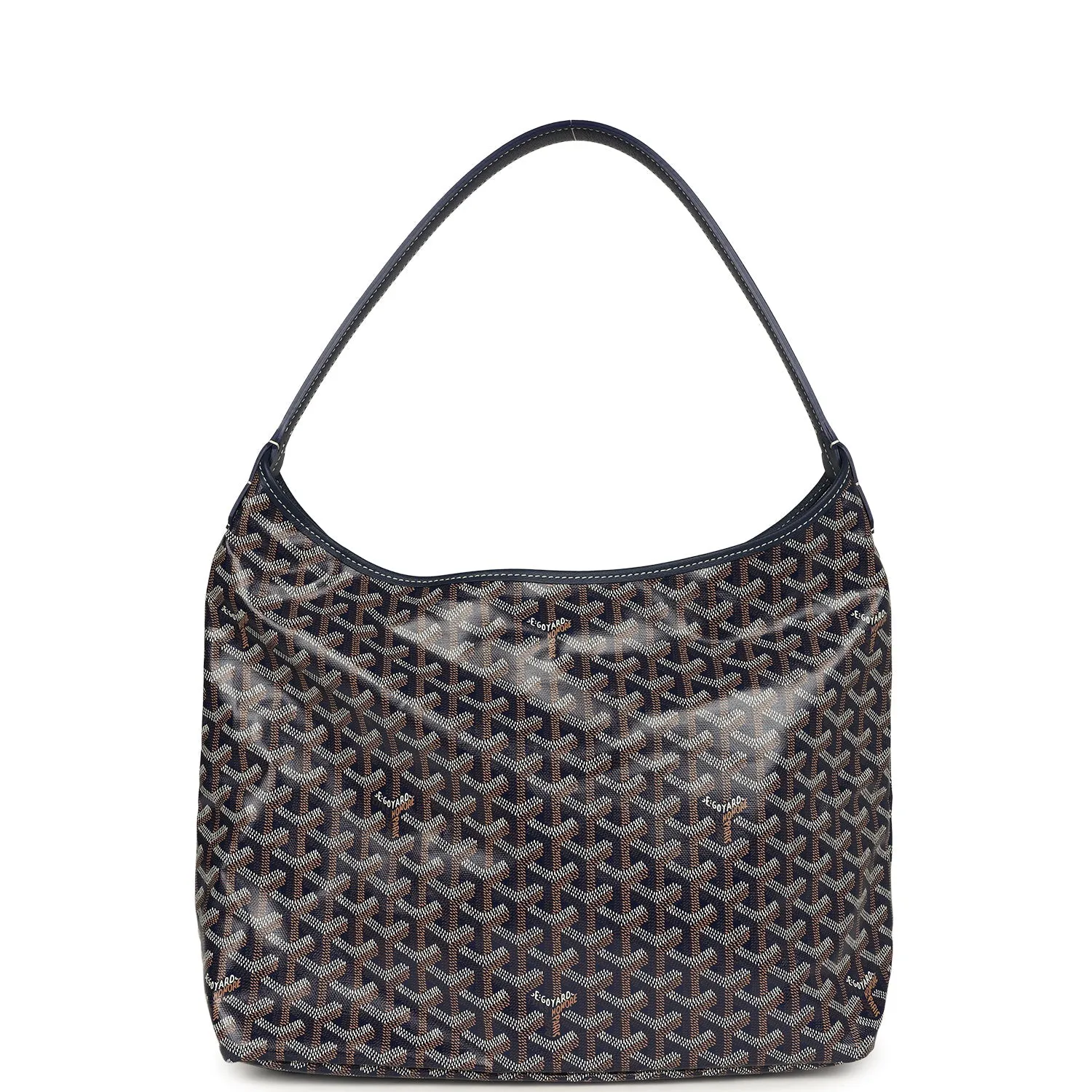 Goyard Goyardine Navy Boheme Hobo Bag Palladium Hardware