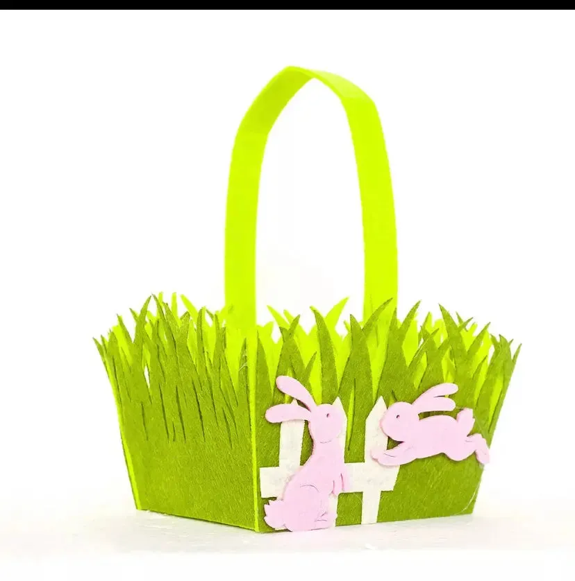 Green Easter Basket Bunny Bags / Bucket x 4 pc