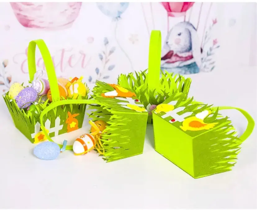 Green Easter Basket Bunny Bags / Bucket x 4 pc