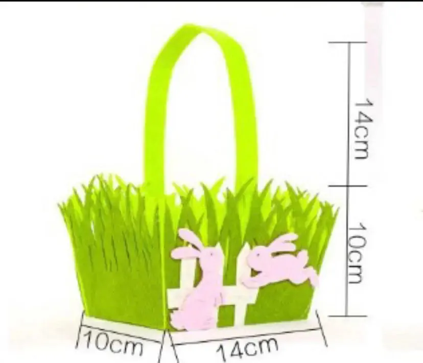 Green Easter Basket Bunny Bags / Bucket x 4 pc