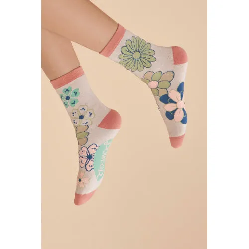 Groovy Cream Floral: Socks by Powder UK