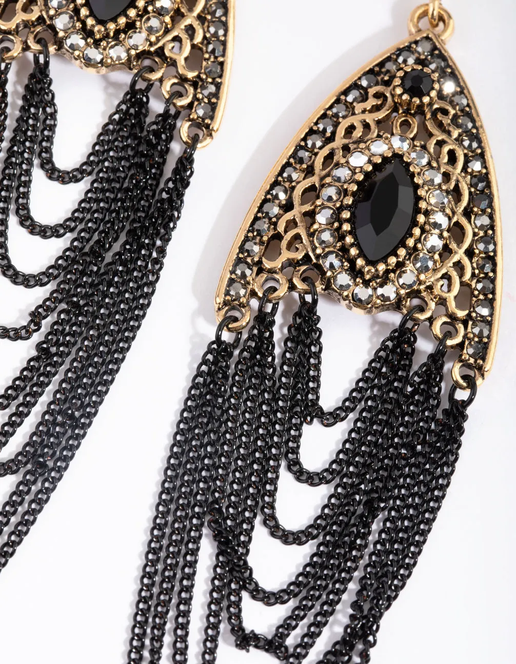 Gunmetal Chain Drop Earrings