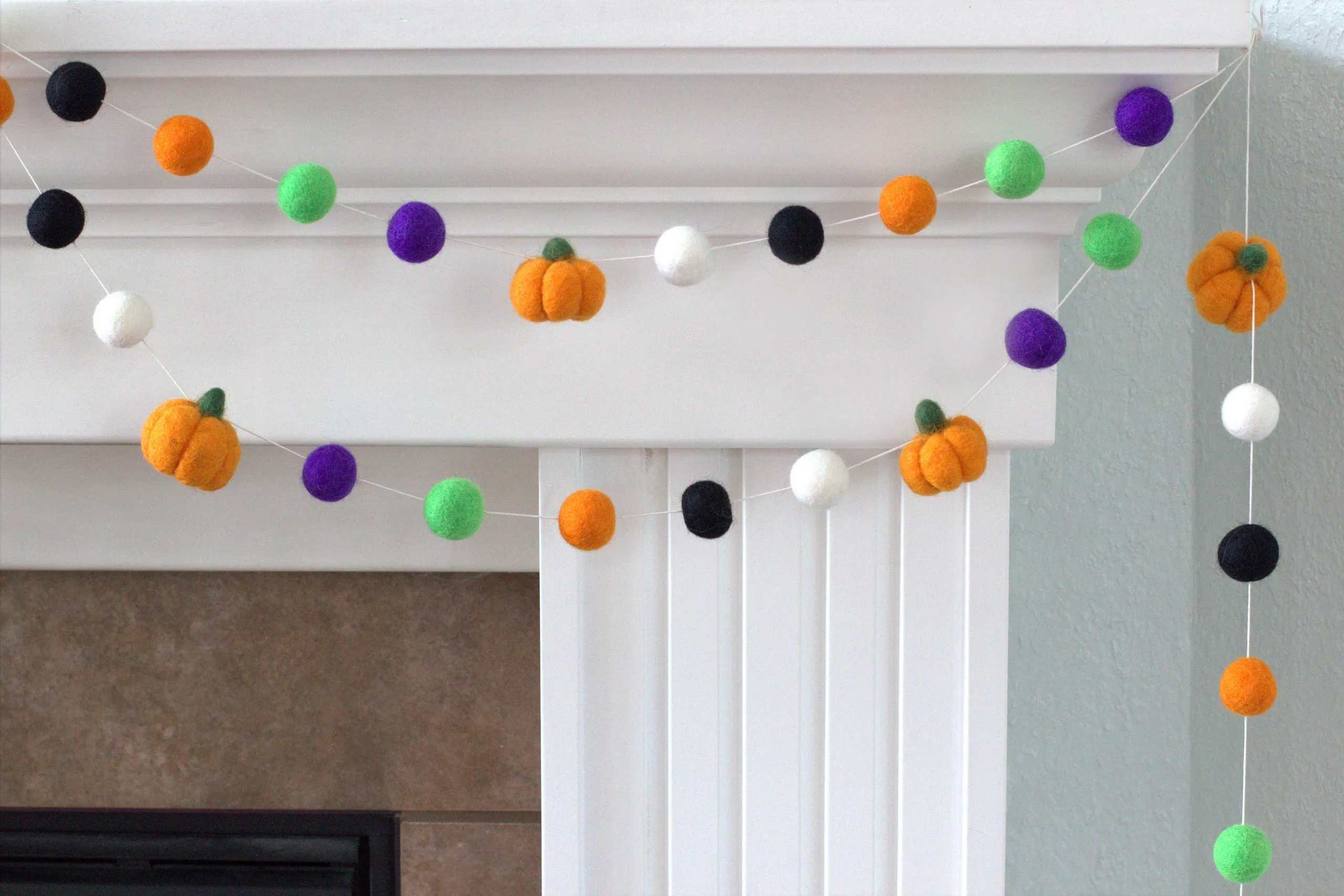 Halloween Pumpkin Garland- Green, Purple, Orange, Black