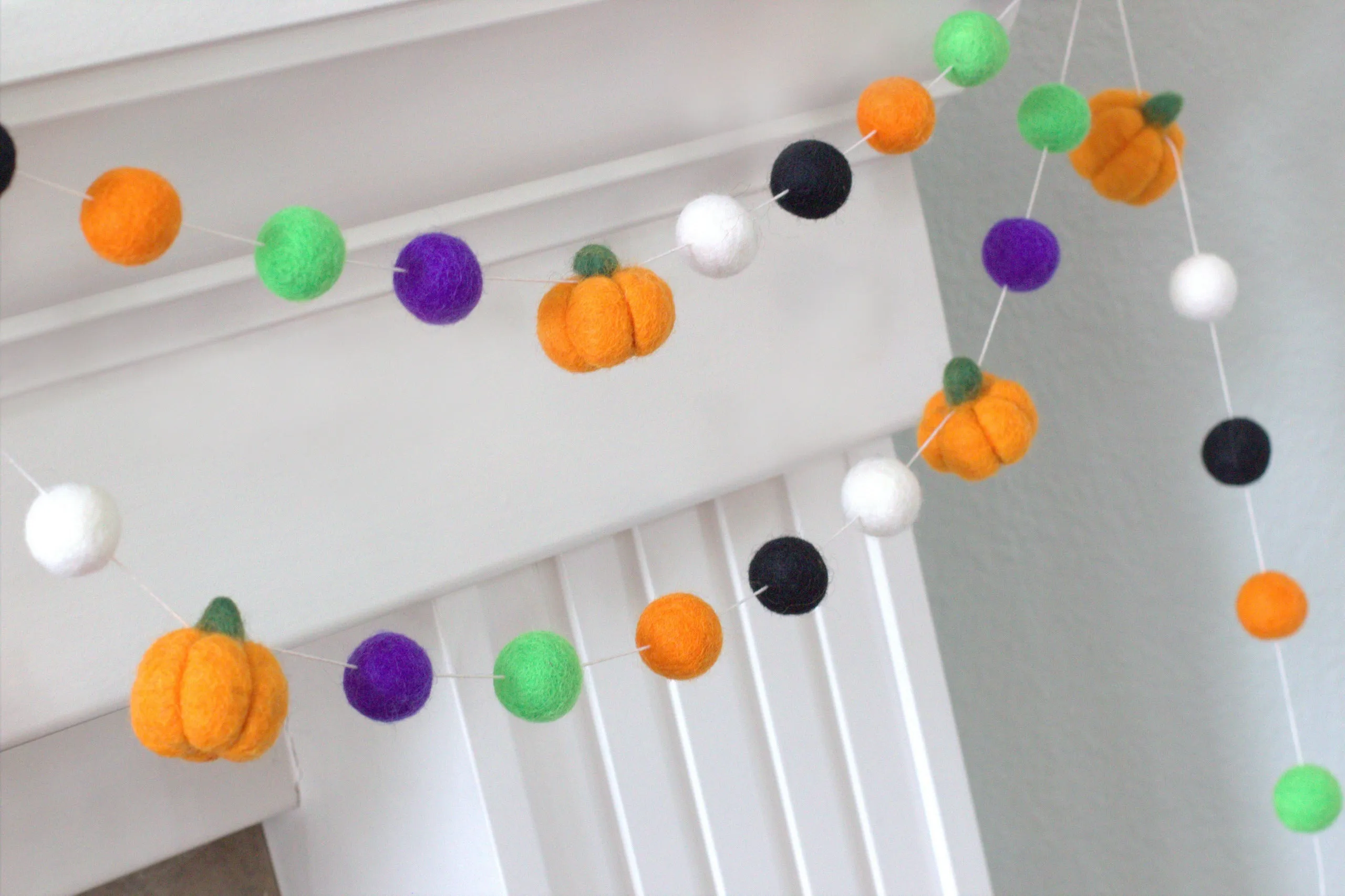 Halloween Pumpkin Garland- Green, Purple, Orange, Black