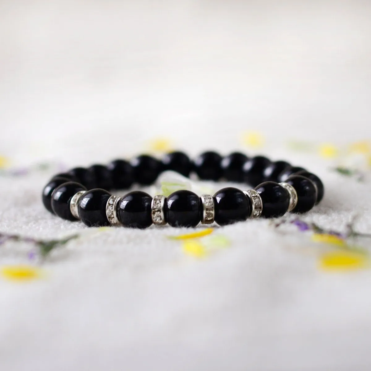 Handcrafted Bead Bracelet In Black