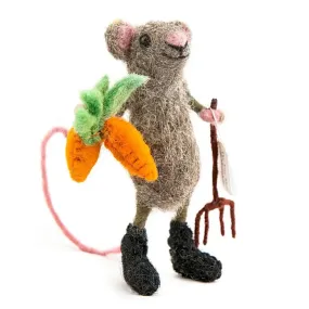 Handcrafted Gardener Felt Mouse, Nepal