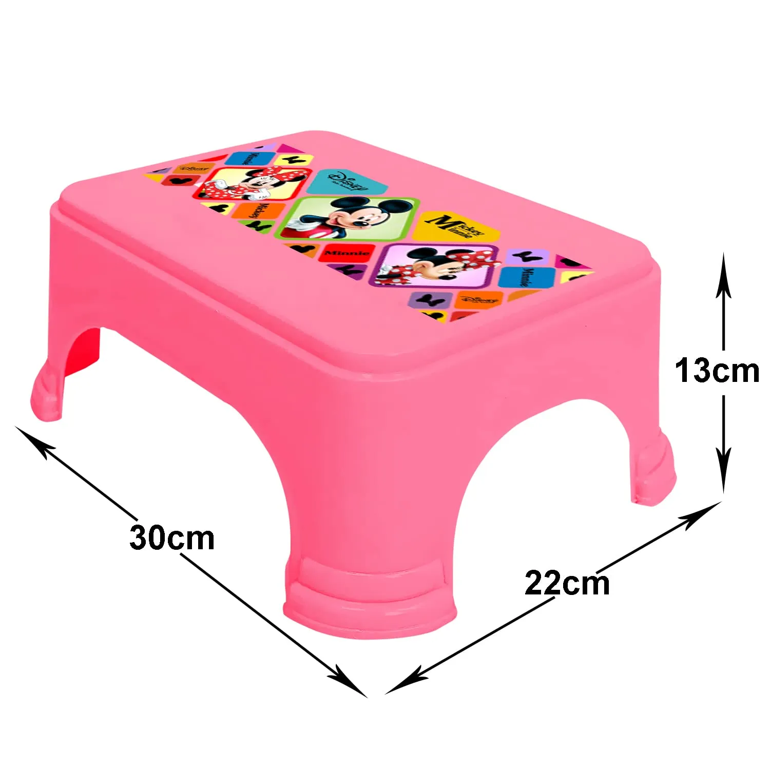 Heart Home Disney Mickey & Minnie Print Bathroom Stool|Durable Plastic Stool for Kitchen|Stool for Kids|Patla for Toilet (Pink)