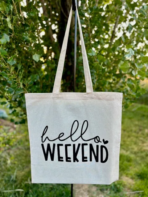 Hello Weekend Canvas Tote Bag