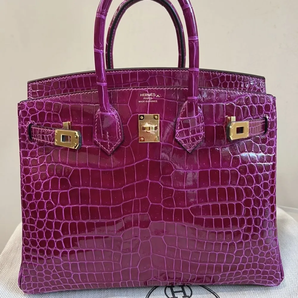 Hermès Birkin 25 Rose Pourpre Crocodile Niloticus Lisse Gold Hardware GHW