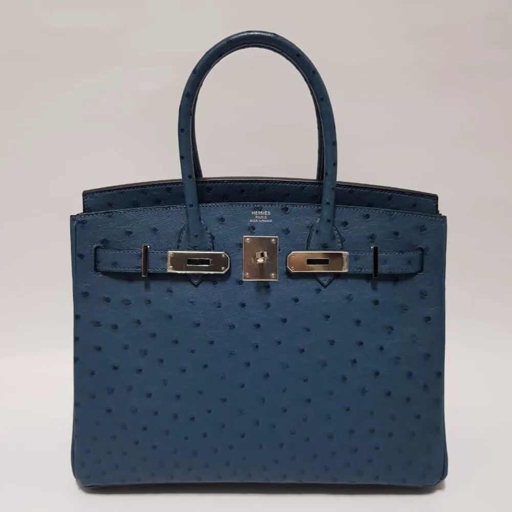 Hermès Birkin 30 Cobalt Ostrich Palladium Hardware PHW