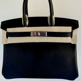 Hermès Birkin 30 Noir (Black) Evercalf Palladium Hardware PHW