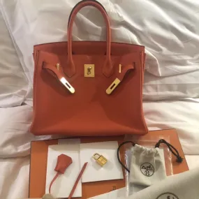 Hermès Birkin 30 Orange Poppy Togo Gold Hardware GHW