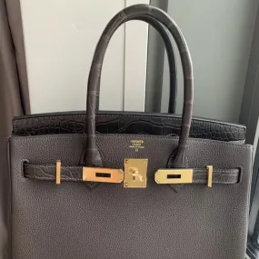 Hermès Birkin Limited Edition 30 Ebene Touch Togo Alligator Mississippi Matte Rose Gold Hardware RGHW