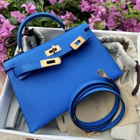 Hermès Kelly 20 Bleu Hydra Sellier Chevre Mysore Gold Hardware GHW