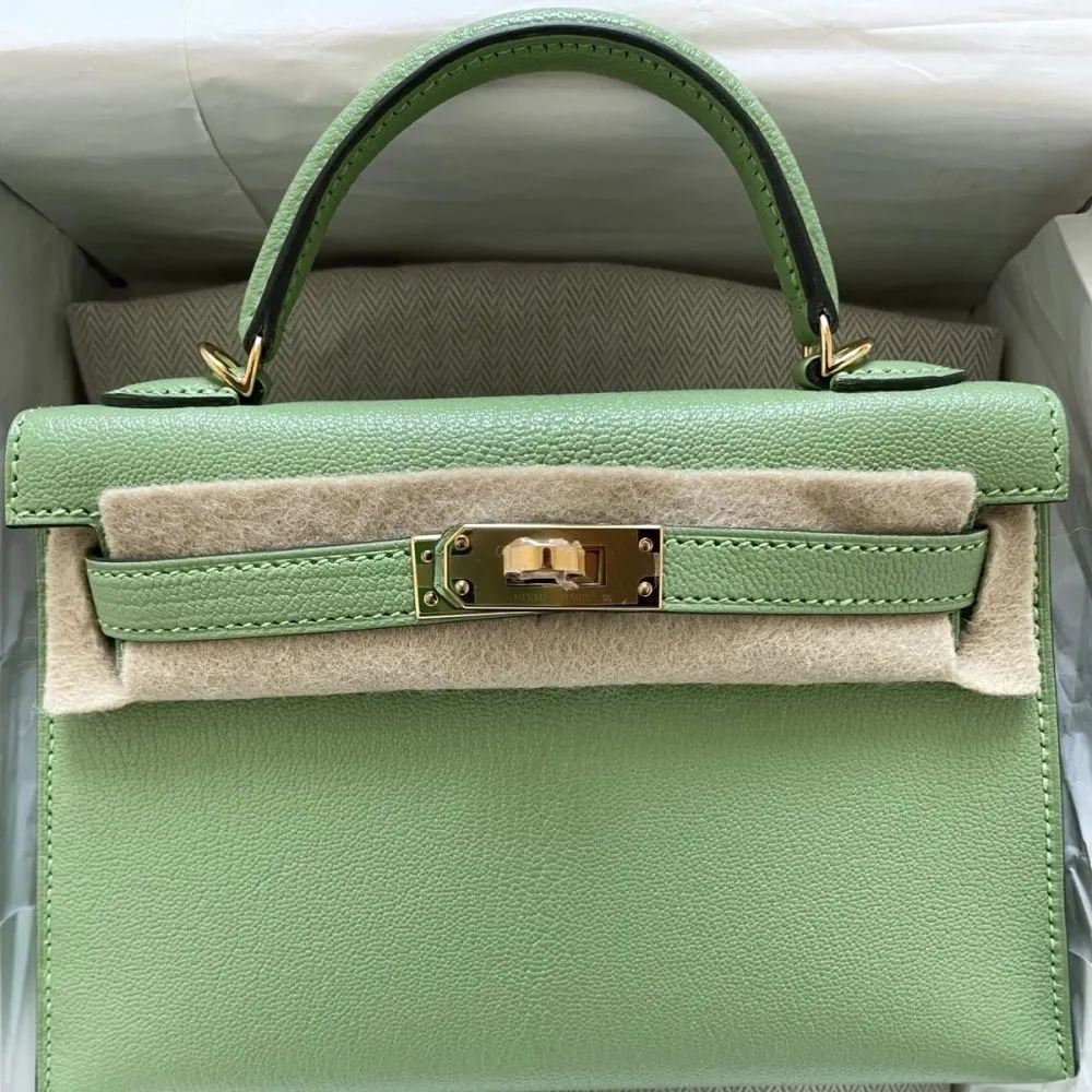 Hermès Kelly 20 Vert Criquet Sellier Chevre Chandra Gold Hardware GHW