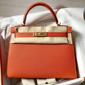 Hermès Kelly 28 Feu Sellier Epsom Gold Hardware GHW