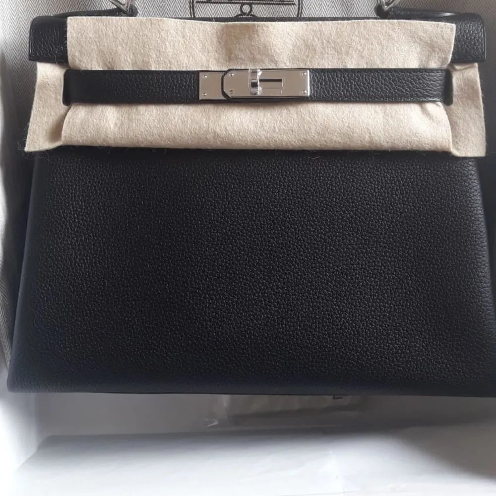 Hermès Kelly 28 Noir (Black) Togo Palladium Hardware PHW