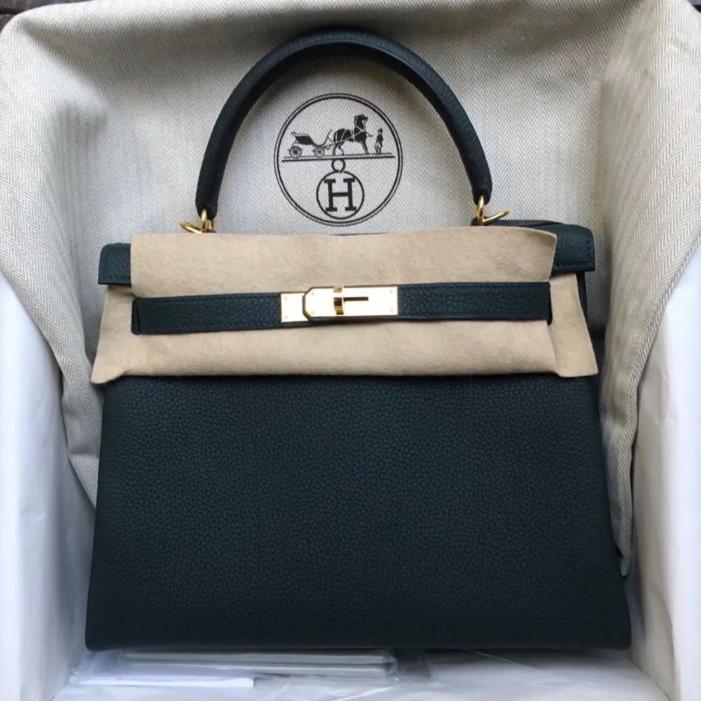 Hermès Kelly 28 Vert Cyprès Togo Gold Hardware GHW