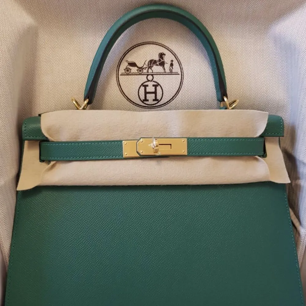 Hermès Kelly 28 Vert Vertigo Sellier Epsom Gold Hardware GHW