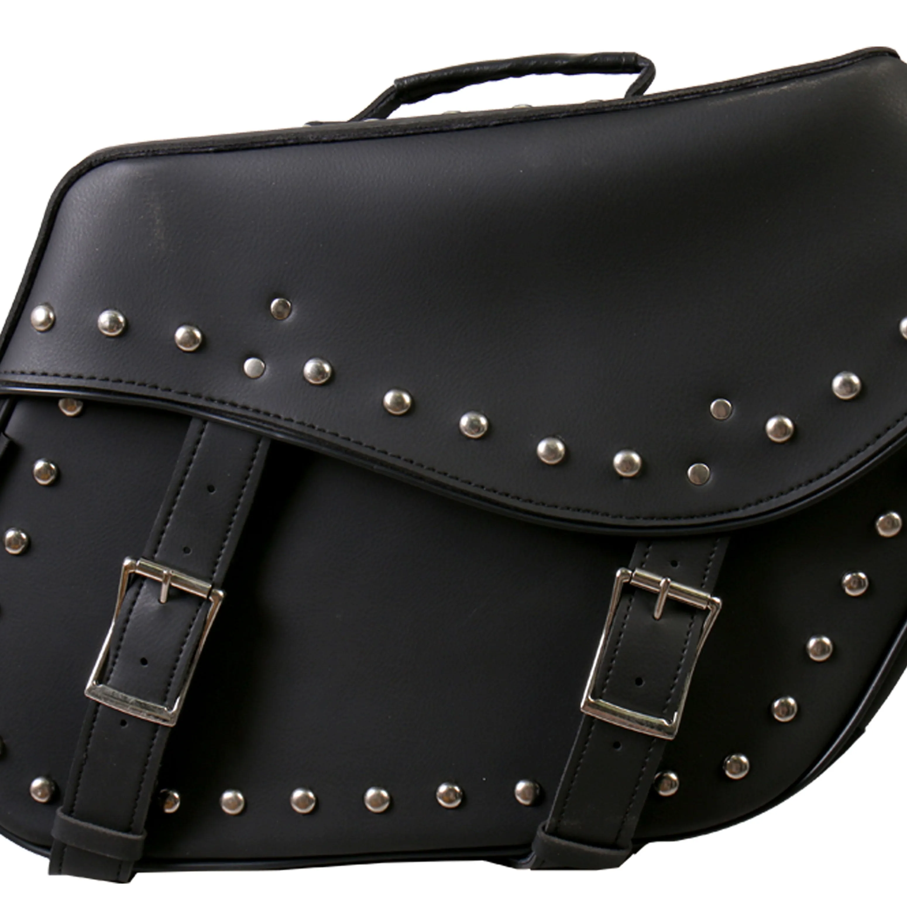 Hot Leathers SDB1005 Large Wide 2-Buckle PVC Studded Saddle Bags