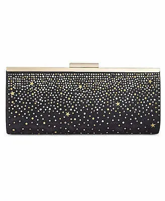 INC International Concepts Black Studded Carolyn Clutch Bag