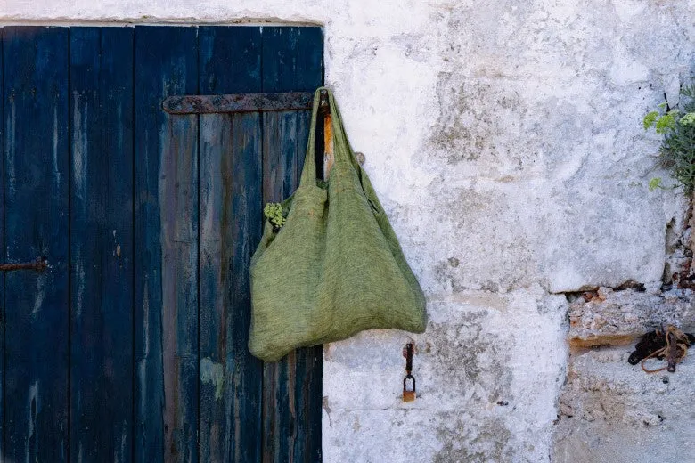 Irish Linen Extra Large Carry Bag in Lime Green