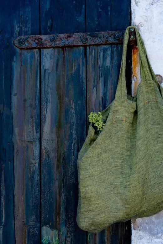 Irish Linen Extra Large Carry Bag in Lime Green