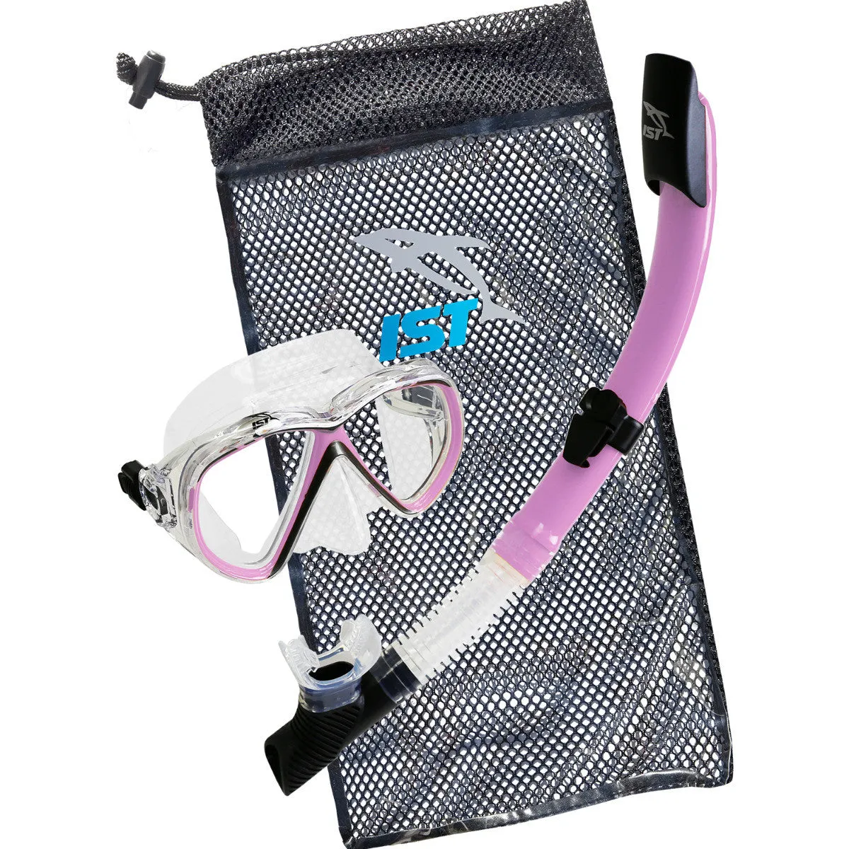 IST CSJ01 Snorkeling Kids Combo Set: Mask, Semi-Dry Snorkel, Mesh Travel Bag