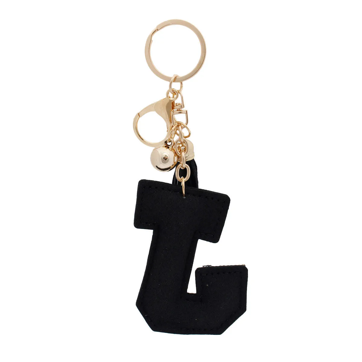 J Initial Black Keychain