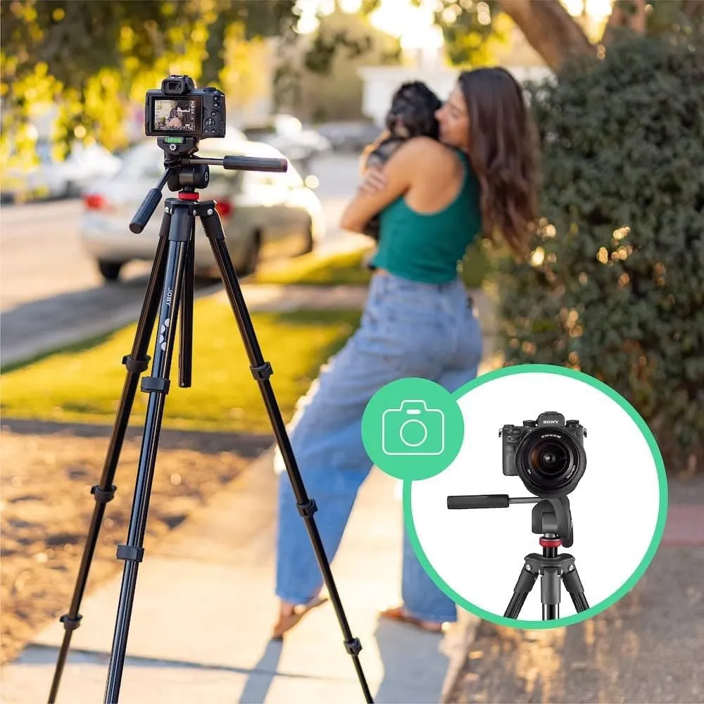 JOBY Compact Advanced Camera Tripod with 3-Way Head - Universal ¼-20” Quick Release, Carrying Bag Included - Compatible with CSC, DSLR, Mirrorless Cameras, Smartphones - Black