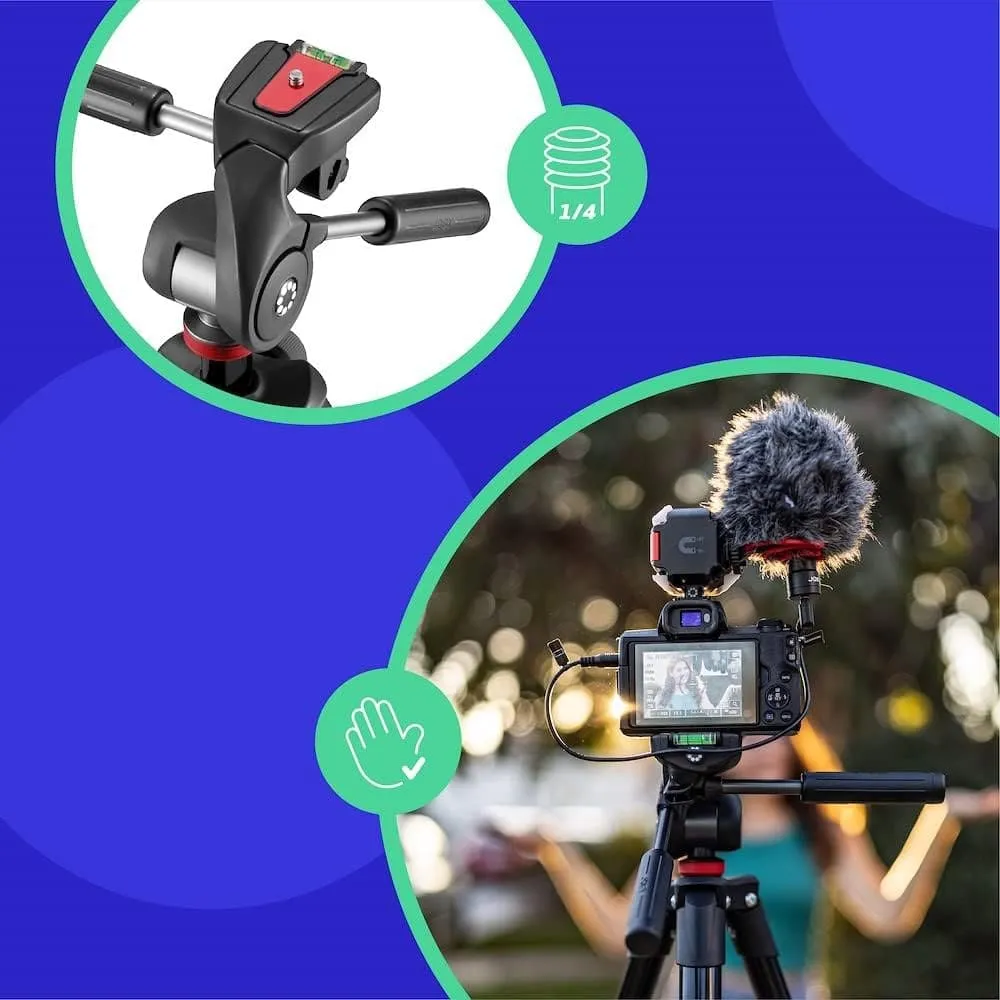 JOBY Compact Advanced Camera Tripod with 3-Way Head - Universal ¼-20” Quick Release, Carrying Bag Included - Compatible with CSC, DSLR, Mirrorless Cameras, Smartphones - Black