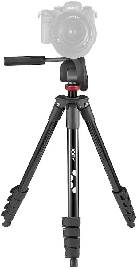 JOBY Compact Advanced Camera Tripod with 3-Way Head - Universal ¼-20” Quick Release, Carrying Bag Included - Compatible with CSC, DSLR, Mirrorless Cameras, Smartphones - Black