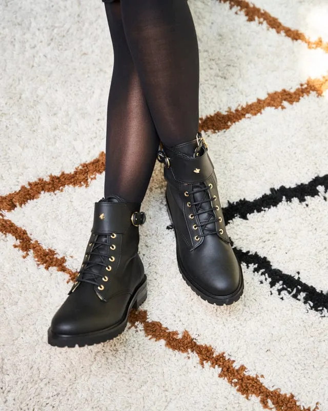 Jupiter Lace-up Recycled Grain Vegan Boots | Black