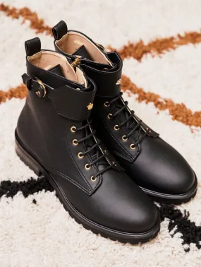 Jupiter Lace-up Recycled Grain Vegan Boots | Black