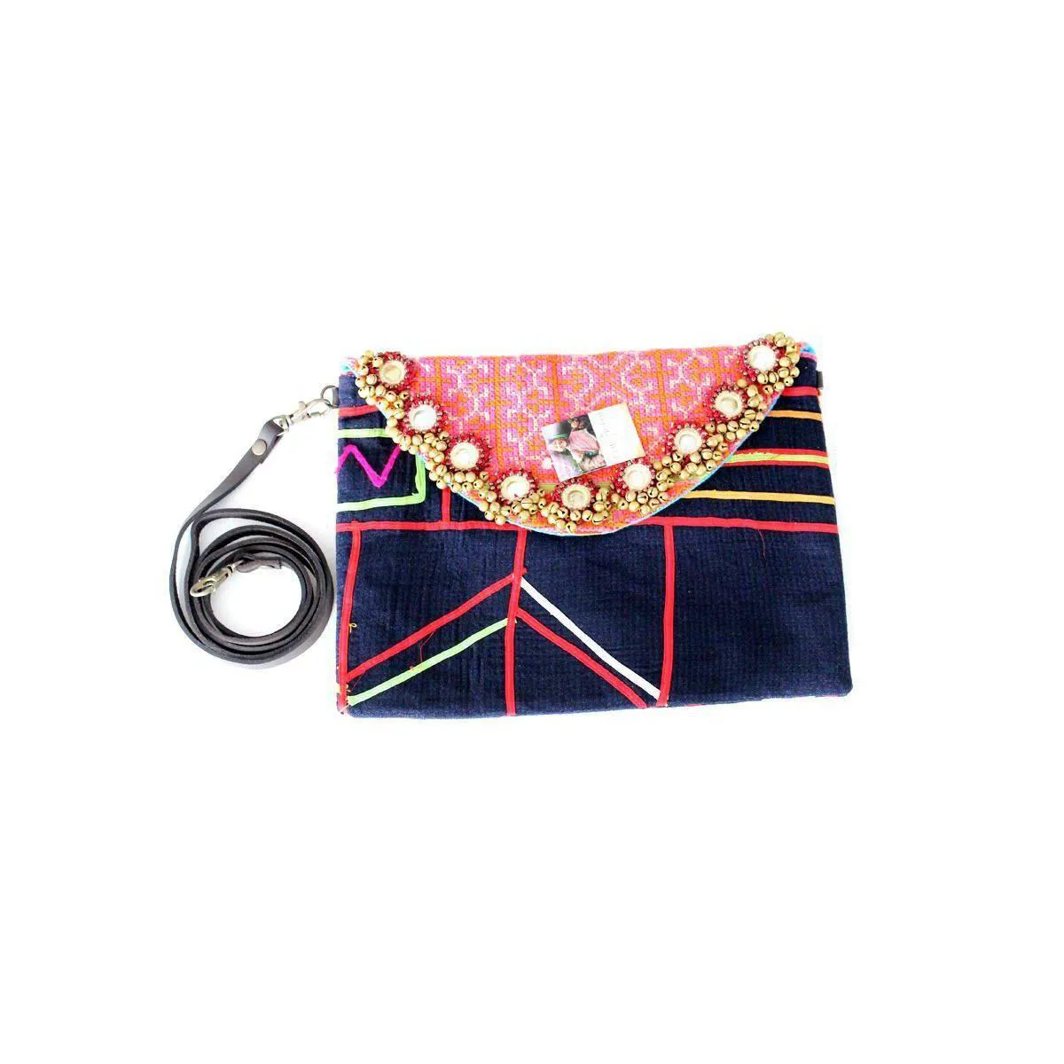 Karen Vintage Fabric Bag With Leather Straps - Thailand