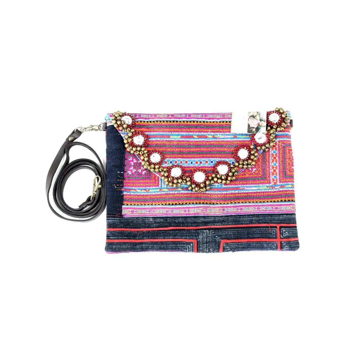 Karen Vintage Fabric Bag With Leather Straps - Thailand