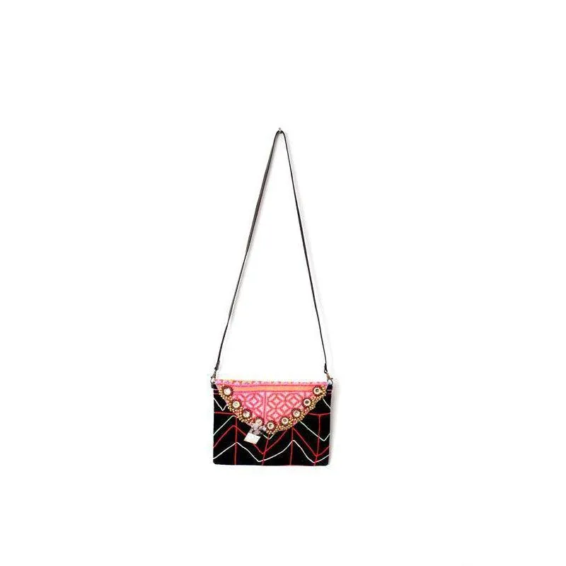 Karen Vintage Fabric Bag With Leather Straps - Thailand