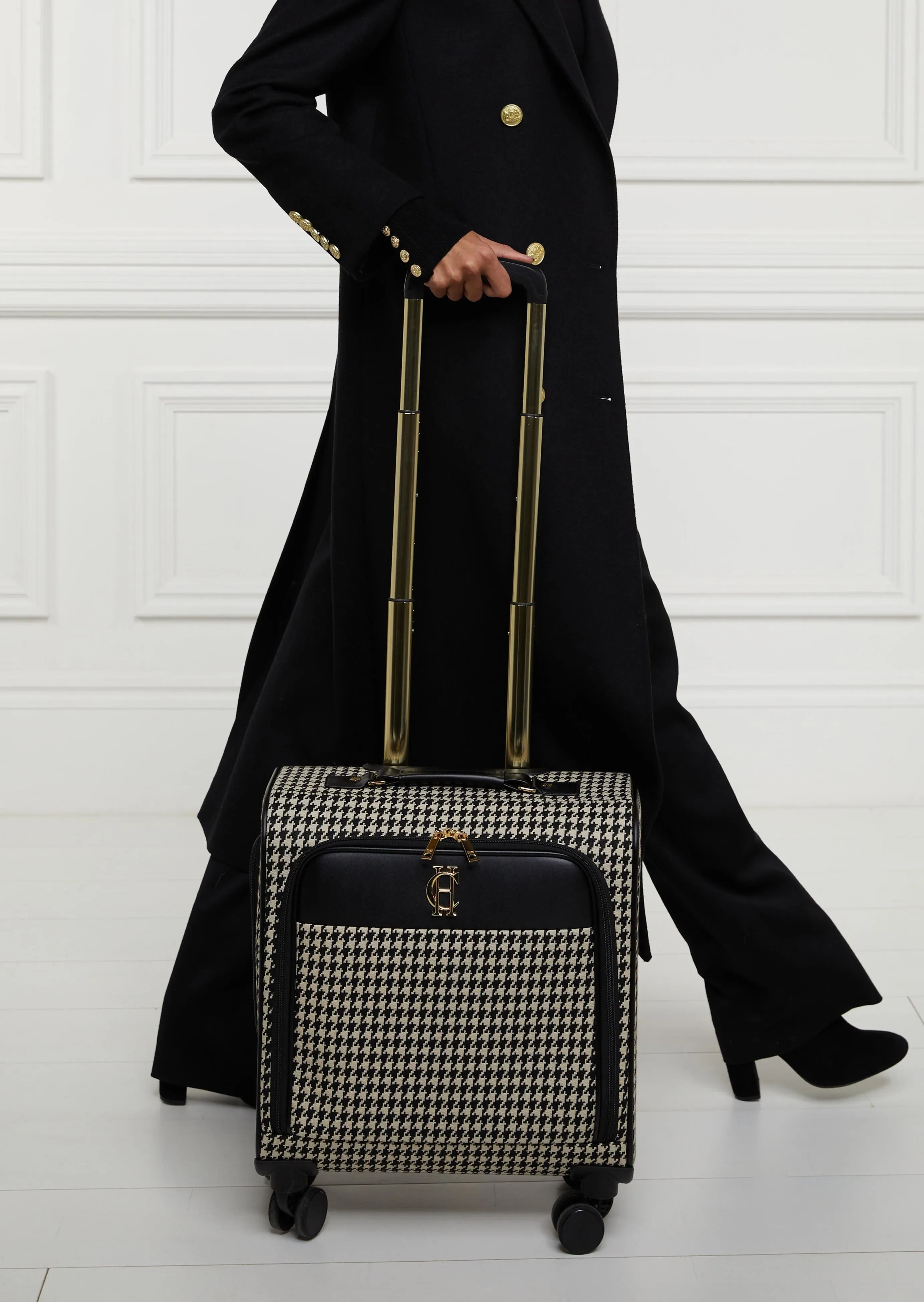 Knightsbridge Small Suitcase (Ecru Houndstooth)