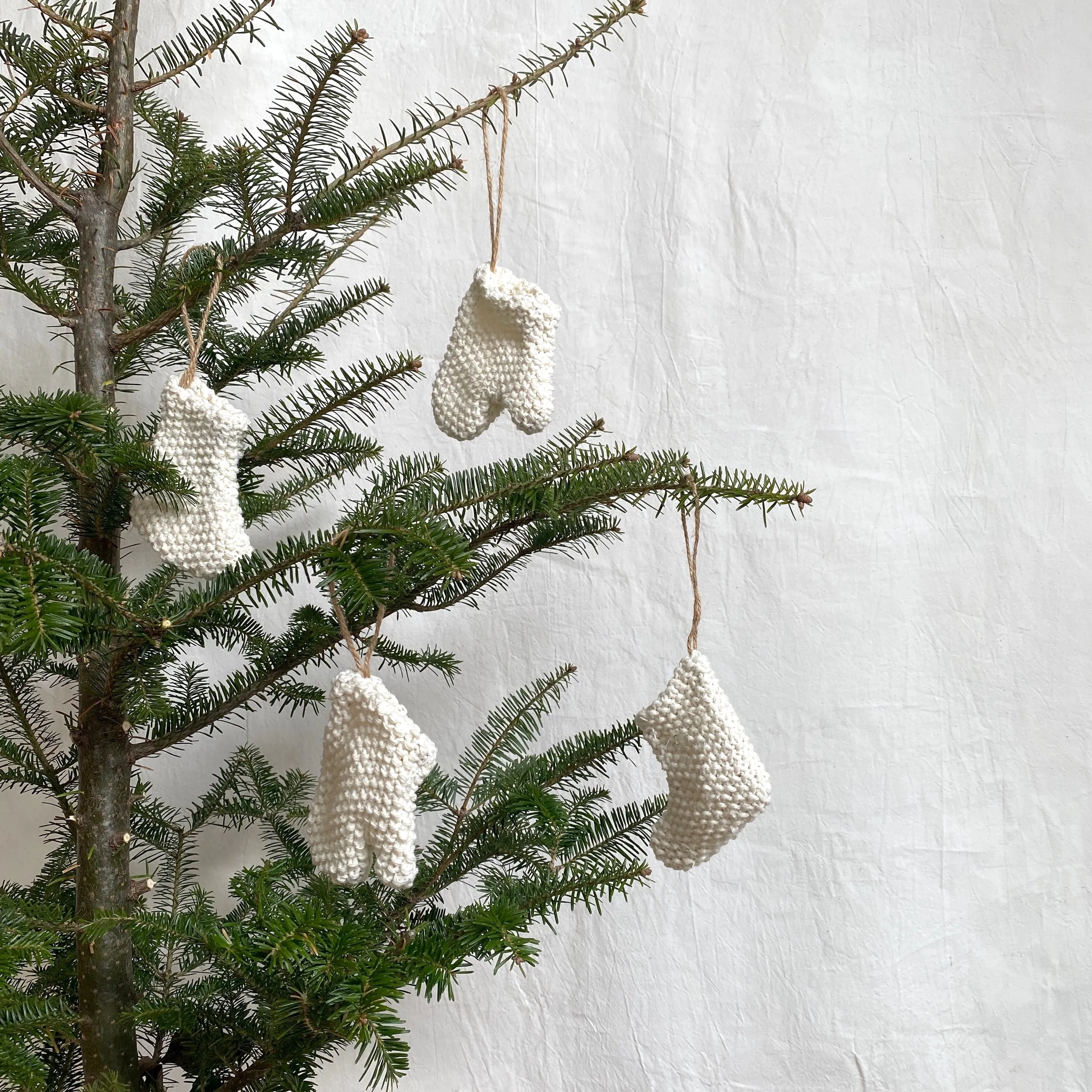 knit mitten and sock  ornaments