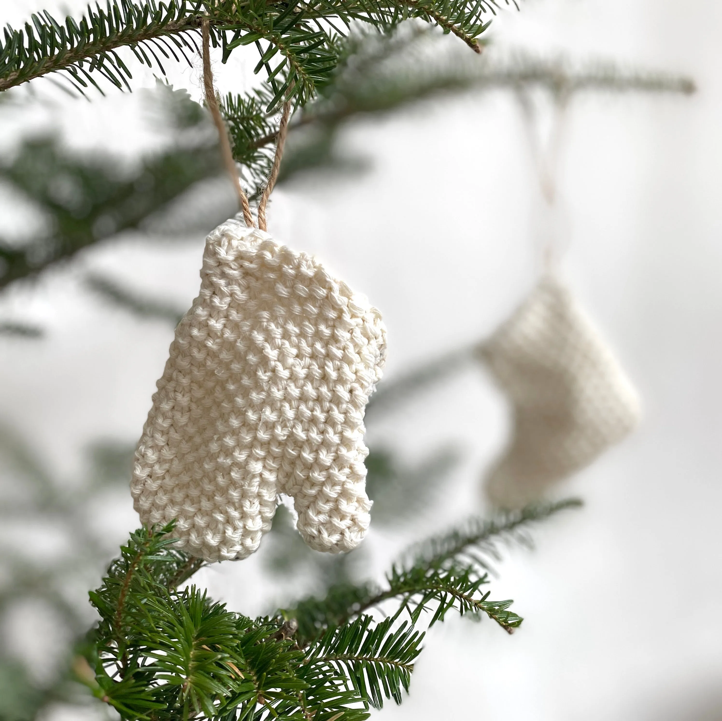 knit mitten and sock  ornaments