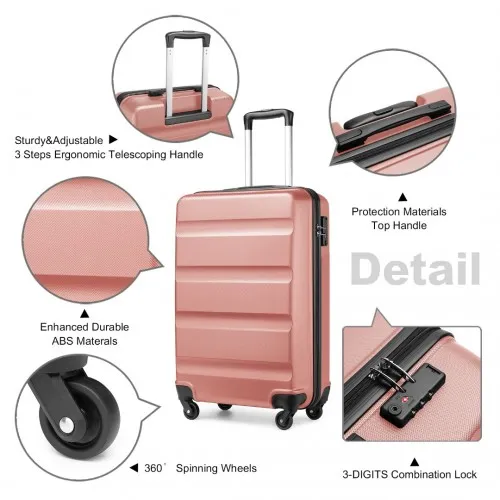 Kono 19 Inch Carry On Suitcase - Lightweight ABS Hardshell with TSA Lock - Nude