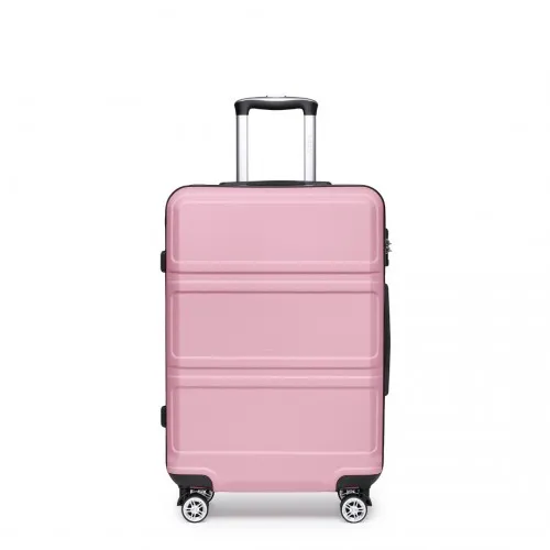 Kono ABS 24 Inch Sculpted Horizontal Design Suitcase in Pink - Durable, Stylish & Travel-Ready