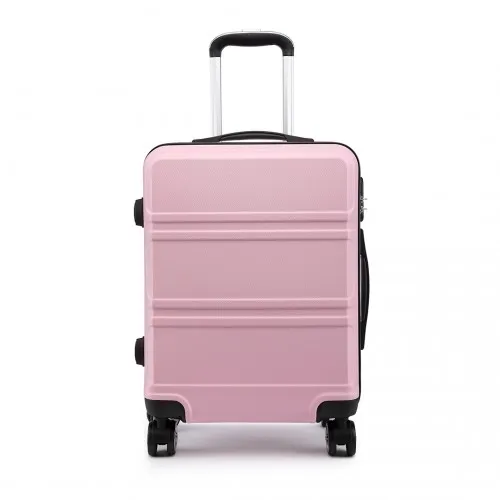 Kono ABS 24 Inch Sculpted Horizontal Design Suitcase in Pink - Durable, Stylish & Travel-Ready