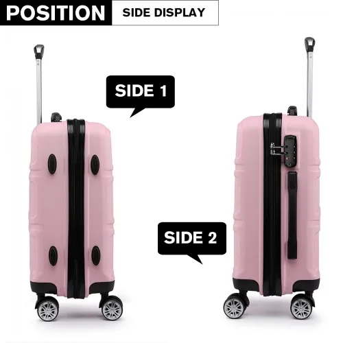 Kono ABS 24 Inch Sculpted Horizontal Design Suitcase in Pink - Durable, Stylish & Travel-Ready