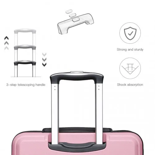 Kono ABS 24 Inch Sculpted Horizontal Design Suitcase in Pink - Durable, Stylish & Travel-Ready