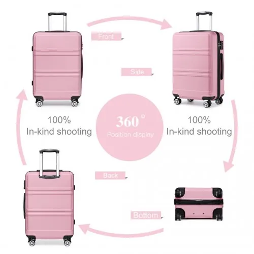 Kono ABS 24 Inch Sculpted Horizontal Design Suitcase in Pink - Durable, Stylish & Travel-Ready