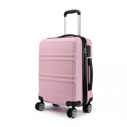 Kono ABS 24 Inch Sculpted Horizontal Design Suitcase in Pink - Durable, Stylish & Travel-Ready